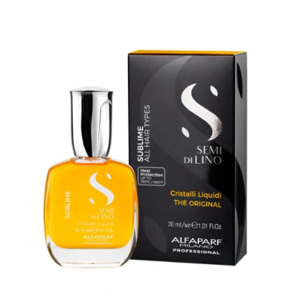 ALFAPARF SEMI DI LINO SUBLIME CRISTALLI LIQUIDI 30ML | SÉRUM ILUMINADOR CON PROTECCIÓN TÉRMICA Y ANTIFRIZZ
