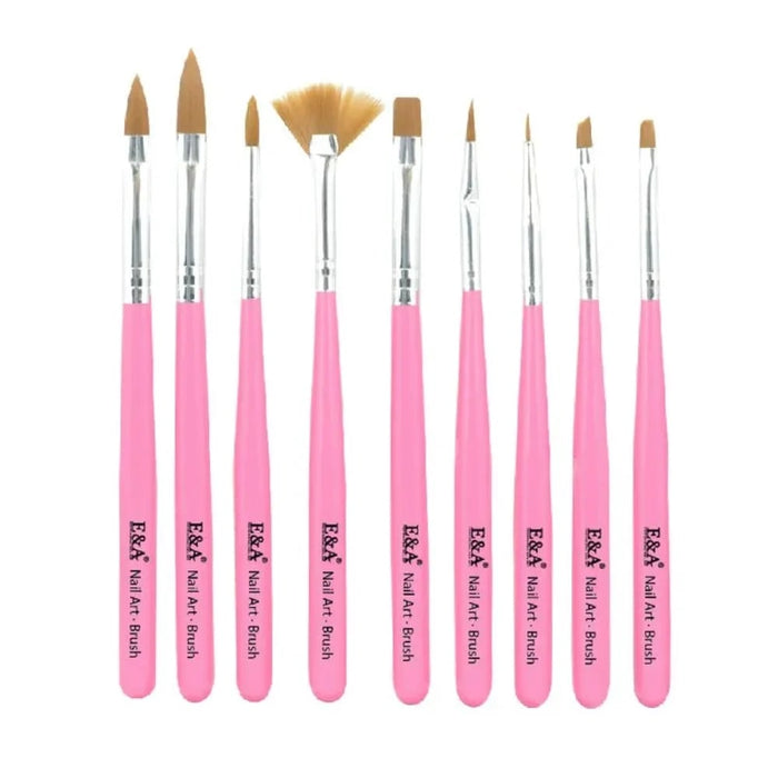 SET PINCELES E&A UÑAS GEL/ACRÍLICO X9