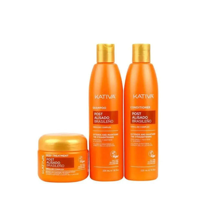 KIT KATIVA POST ALISADO BRASILEÑO – SHAMPOO + ACONDICIONADOR + TRATAMIENTO