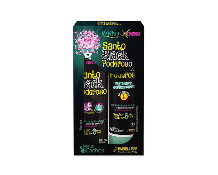 PACK SHAMPOO + ACONDICIONADOR NOVEX SANTO BLACK RIZO 300ML