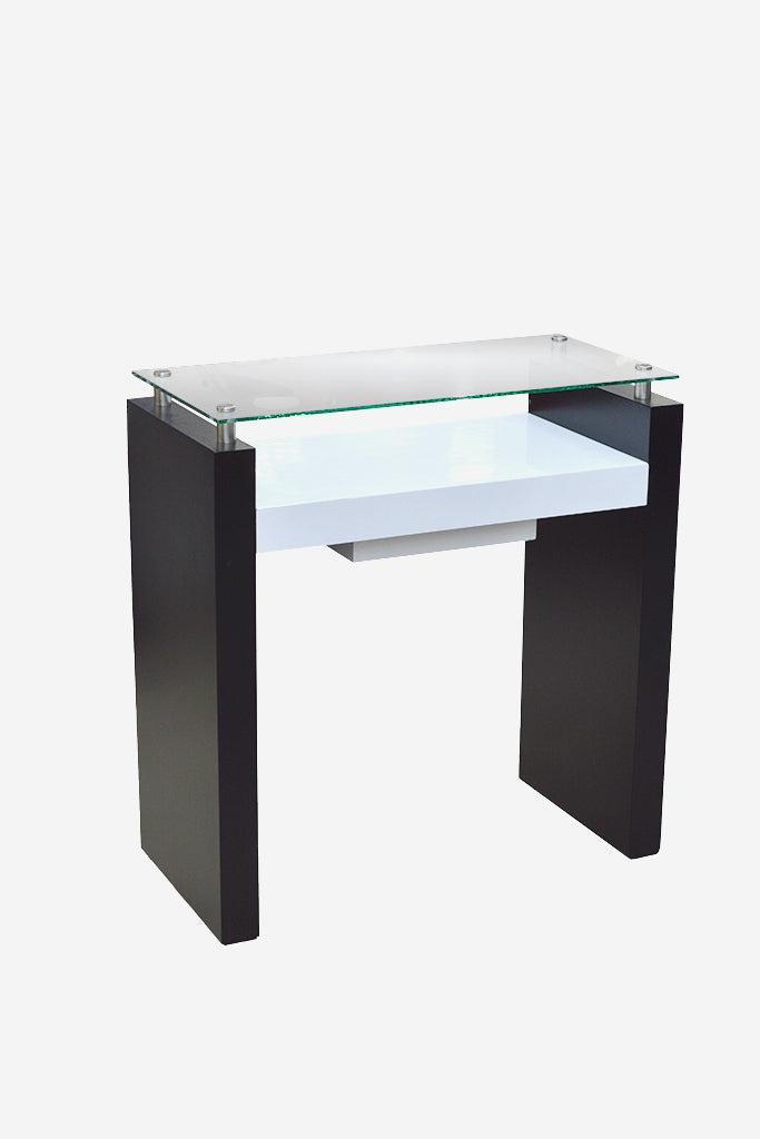 MESA MANICURE VIDRIO ECONOMICO NEGRA