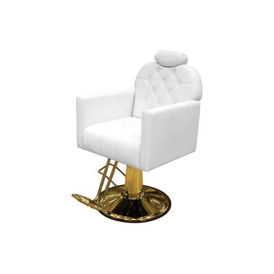 SILLON RECLINABLE ANNA CAPITONEADO BLANCO BASE DORADA