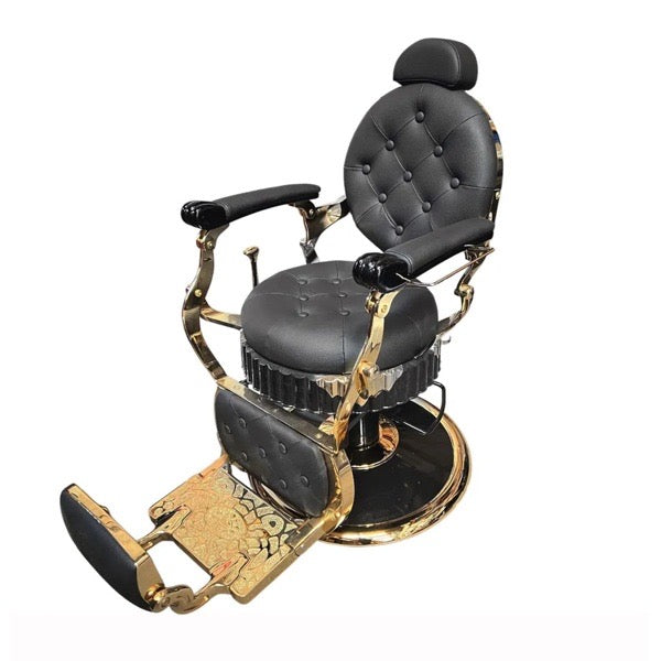 SILLÓN DE BARBERÍA SILETI ST2043 VINTAGE NEGRO/DORADO